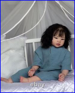 28in Realistic Cuddly Toddler Painted Reborn Baby Doll Kits Hand-Rooted Hair Toy