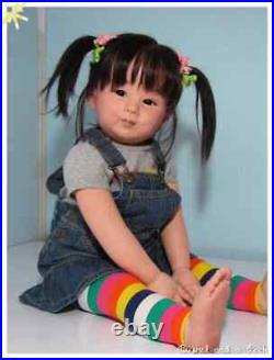 28in Realistic Reborn Baby Dolls Handmade Black Hair Bangs Toddler Girl Toy Gift 28in Realistic Reborn Baby Dolls Handmade Black Hair Bangs Toddler Girl Toy Gift