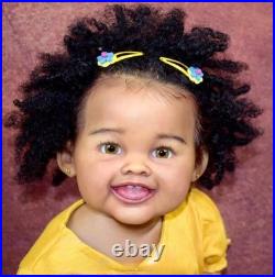 28in Realistic Reborn Doll Rooted Afro Hair Toddler Girl With Cloth Body Gift Toys