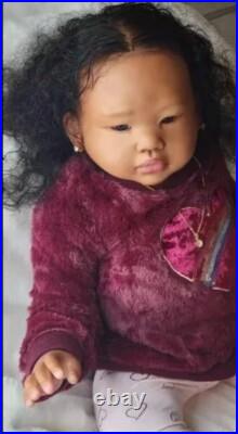 28in Reborn Baby Doll Hand-Rooted Long Hair Dark Skin Toddler Asian African Girl 28in Reborn Baby Doll Hand-Rooted Long Hair Dark Skin Toddler Asian African Girl