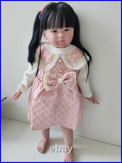 28in Toddler Reborn Baby Doll Hand-Rooted Hair Lifelike Girl Artist Finished Toy