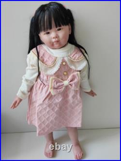 28in Toddler Reborn Baby Doll Hand-Rooted Hair Lifelike Girl Artist Finished Toy