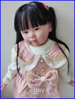 28in Toddler Reborn Baby Doll Hand-Rooted Hair Lifelike Girl Artist Finished Toy