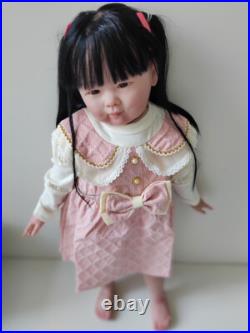 28in Toddler Reborn Baby Doll Hand-Rooted Hair Lifelike Girl Artist Finished Toy