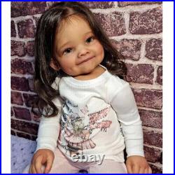28in Weighted Reborn Baby Doll Hand-Rooted Hair Toddler Girl Doll with Dark Skin 28in Weighted Reborn Baby Doll Hand-Rooted Hair Toddler Girl Doll with Dark Skin