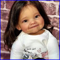 28in Weighted Reborn Baby Doll Hand-Rooted Hair Toddler Girl Doll with Dark Skin 28in Weighted Reborn Baby Doll Hand-Rooted Hair Toddler Girl Doll with Dark Skin