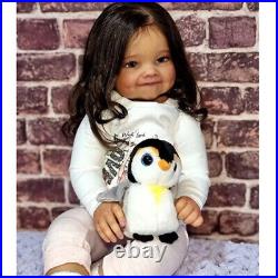28in Weighted Reborn Baby Doll Hand-Rooted Hair Toddler Girl Doll with Dark Skin 28in Weighted Reborn Baby Doll Hand-Rooted Hair Toddler Girl Doll with Dark Skin