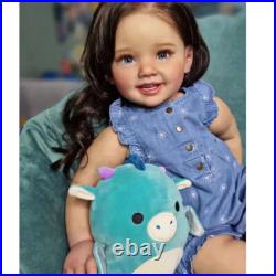 28inch Finished Reborn Baby Doll Girl Toddler Brown Hair 3D skin Handmade Gift