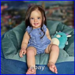28inch Finished Reborn Baby Doll Girl Toddler Brown Hair 3D skin Handmade Gift