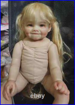 28inch Handmade Painted Reborn Doll Kits Unassembled Cloth Body Toddler Girl Toy
