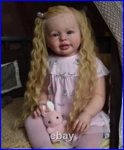 28inch Lifelike Reborn Baby Doll Rooted Curly Hair Handmade Toddler Girl DIY Toy