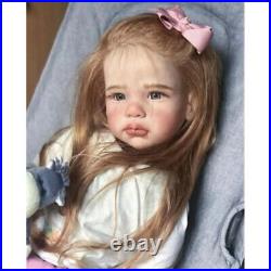 28inch Painted Toddler Reborn Baby Doll Finished Baby Girl Cloth Body Long Hair