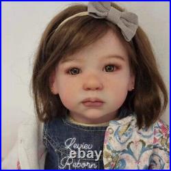 28inch Painted Toddler Reborn Baby Doll Finished Baby Girl Cloth Body Realistic 28inch Painted Toddler Reborn Baby Doll Finished Baby Girl Cloth Body Realistic