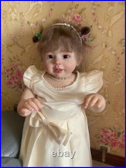 28inch Realistic Reborn Baby Doll Toddler Girl Rooted Mohair Soft Body Kids Gift