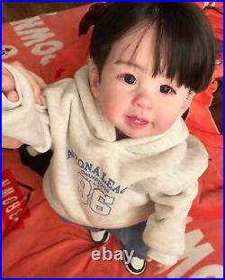 28inch Realistic Reborn Toddler Boy Doll Lifelike Hand-Rooted Hair Asian GIFT