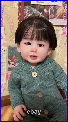 28inch Realistic Reborn Toddler Boy Doll Lifelike Hand-Rooted Hair Asian GIFT