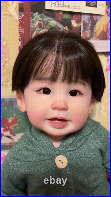 28inch Realistic Reborn Toddler Boy Doll Lifelike Hand-Rooted Hair Asian GIFT