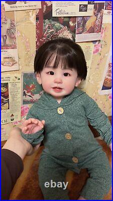 28inch Realistic Reborn Toddler Boy Doll Lifelike Hand-Rooted Hair Asian GIFT
