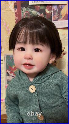 28inch Realistic Reborn Toddler Boy Doll Lifelike Hand-Rooted Hair Asian GIFT