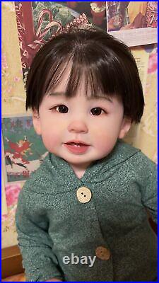 28inch Realistic Reborn Toddler Boy Doll Lifelike Hand-Rooted Hair Asian GIFT