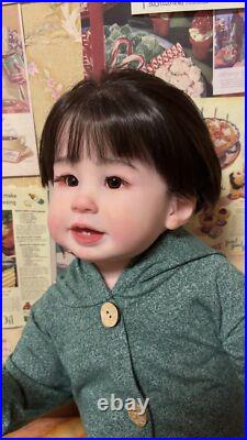 28inch Realistic Reborn Toddler Boy Doll Lifelike Hand-Rooted Hair Asian GIFT