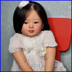28inch Reborn Baby Doll Long Hair Cloth Body Toddler Handmade Finished Doll Gift