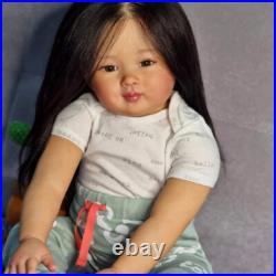 28inch Reborn Baby Doll Long Hair Cloth Body Toddler Handmade Finished Doll Gift