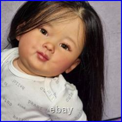 28inch Reborn Baby Doll Long Hair Cloth Body Toddler Handmade Finished Doll Gift