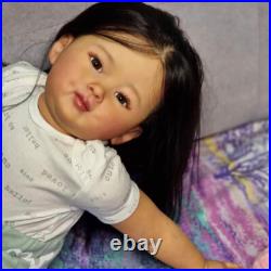 28inch Reborn Baby Doll Long Hair Cloth Body Toddler Handmade Finished Doll Gift