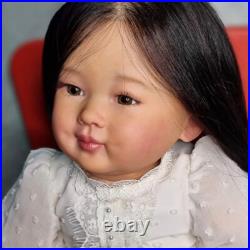 28inch Reborn Baby Doll Long Hair Cloth Body Toddler Handmade Finished Doll Gift