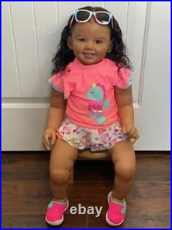 28inch Reborn Baby Doll With Up Torso Cammi Dark Skin African Girl Rooted Hair 28inch Reborn Baby Doll With Up Torso Cammi Dark Skin African Girl Rooted Hair