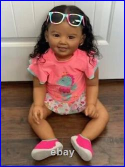 28inch Reborn Baby Doll With Up Torso Cammi Dark Skin African Girl Rooted Hair 28inch Reborn Baby Doll With Up Torso Cammi Dark Skin African Girl Rooted Hair