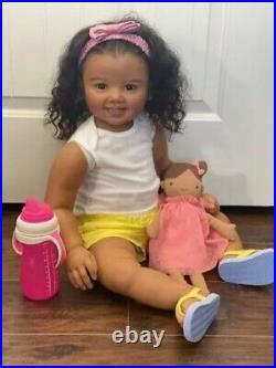 28inch Reborn Baby Doll With Up Torso Cammi Dark Skin African Girl Rooted Hair 28inch Reborn Baby Doll With Up Torso Cammi Dark Skin African Girl Rooted Hair