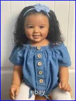 28inch Reborn Baby Doll With Up Torso Cammi Dark Skin African Girl Rooted Hair 28inch Reborn Baby Doll With Up Torso Cammi Dark Skin African Girl Rooted Hair