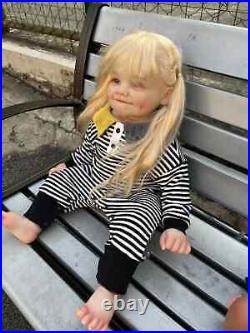 28inch Toddler Girl Reborn Baby Doll Raya Hand-Rooted Hair Artist Finished Dolls