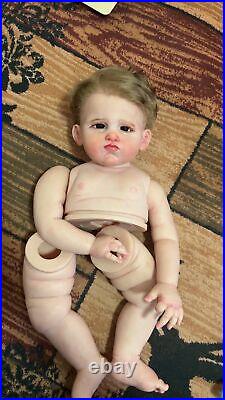 28inch Unassembled Reborn Baby Doll Toddler Boy Hand-Rooted Hair with Body Parts
