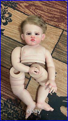 28inch Unassembled Reborn Baby Doll Toddler Boy Hand-Rooted Hair with Body Parts