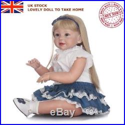 29 Reborn Lifelike Toddler Silicone Girl Blonde Hair Newborn Baby Doll with Cloth
