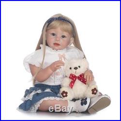 29 Reborn Lifelike Toddler Silicone Girl Blonde Hair Newborn Baby Doll with Cloth