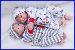 2pcs Lifelike Reborn Boy & Girl Set 22 Dolls Silicone Vinyl Handmade Baby