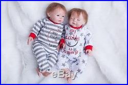 2pcs Lifelike Reborn Boy & Girl Set 22 Dolls Silicone Vinyl Handmade Baby