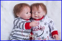 2pcs Lifelike Reborn Boy & Girl Set 22 Dolls Silicone Vinyl Handmade Baby