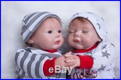 2pcs Lifelike Reborn Boy & Girl Set 22 Dolls Silicone Vinyl Handmade Baby