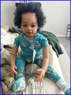 30 Dark Skin Reborn Baby Doll Toddler Soft Body Realistic African Boy Girl Gift
