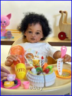 30 Dark Skin Reborn Baby Doll Toddler Soft Body Realistic African Boy Girl Gift