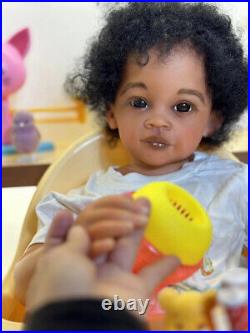 30 Dark Skin Reborn Baby Doll Toddler Soft Body Realistic African Boy Girl Gift