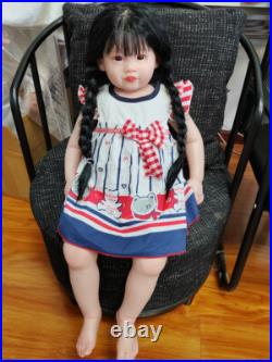 30 Huge Size Toddler Girl Reborn Baby Dolls Rooted Black Hair Handmade Toy GIFT