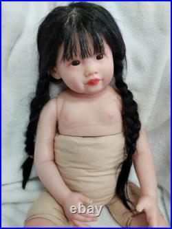 30 Huge Size Toddler Girl Reborn Baby Dolls Rooted Black Hair Handmade Toy GIFT