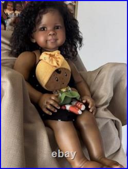 30 Lifelike African Reborn Baby Doll Toddler Girl Rooted Curly Hair Collect Toy 30 Lifelike African Reborn Baby Doll Toddler Girl Rooted Curly Hair Collect Toy