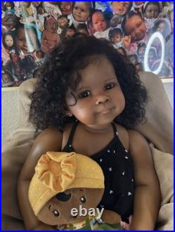 30 Lifelike African Reborn Baby Doll Toddler Girl Rooted Curly Hair Collect Toy